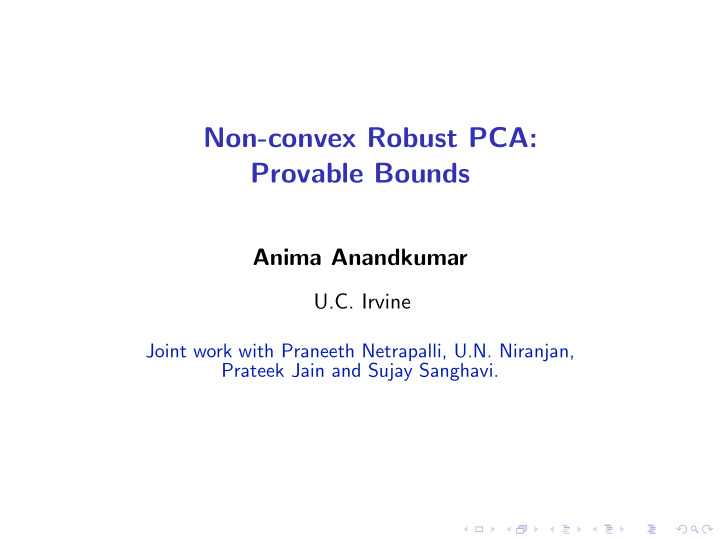 non convex robust pca provable bounds