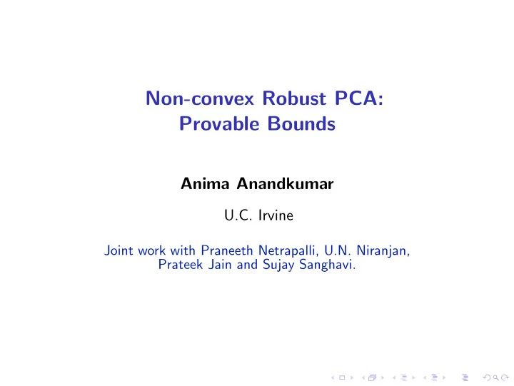 non convex robust pca provable bounds