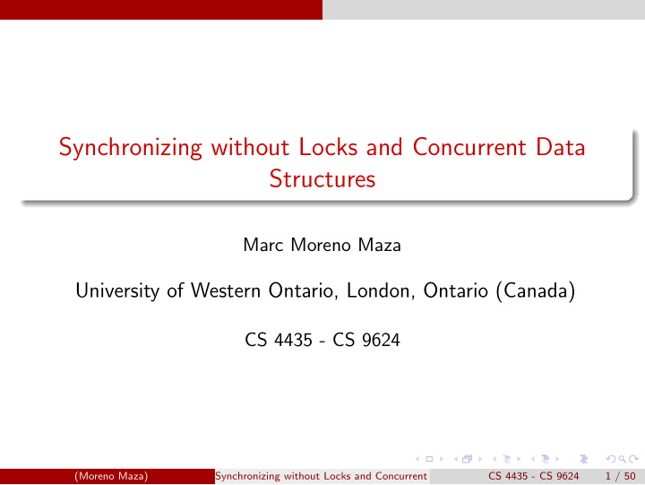 synchronizing without locks and concurrent data structures