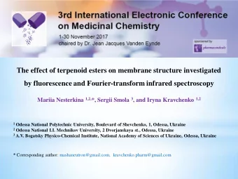 by fluorescence and Fourier-transform infrared spectroscopy Mariia Nesterkina 1,2, *, Sergii Smola