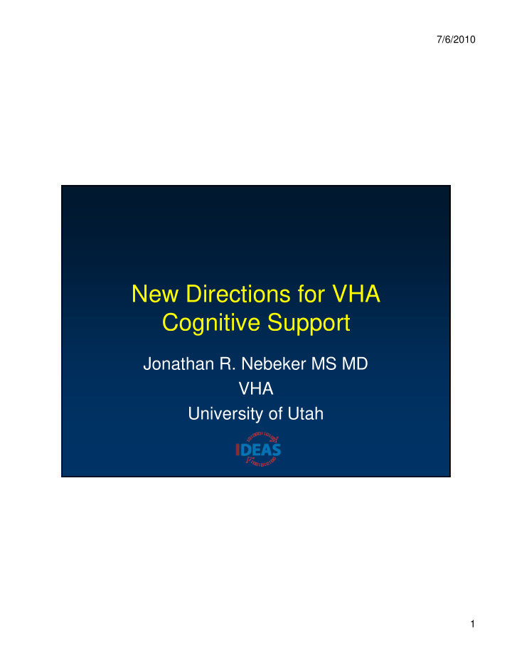 new directions for vha cognitive support g pp