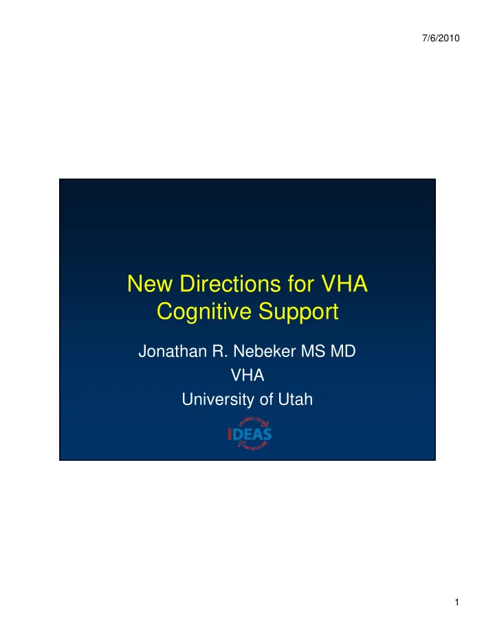 new directions for vha cognitive support g pp