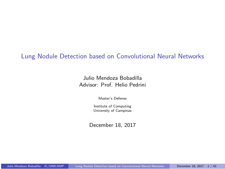 lung nodule detection based on convolutional neural
