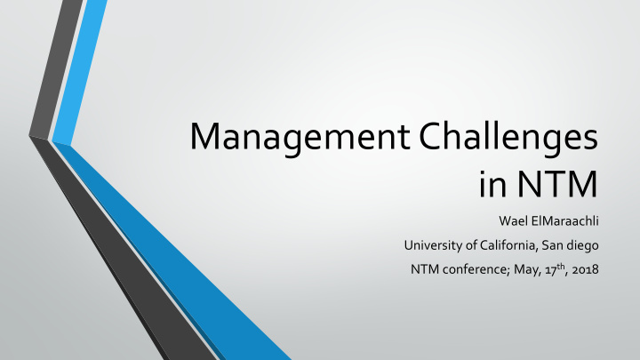 management challenges in ntm