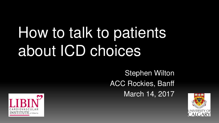 how to talk to patients about icd choices