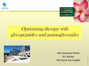 Optimizing therapy with  glycopeptides and aminoglycosides  Joo Gonalves Pereira  ICU director