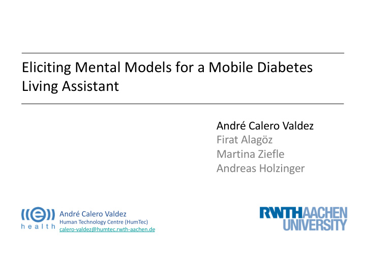 eliciting mental models for a mobile diabetes living
