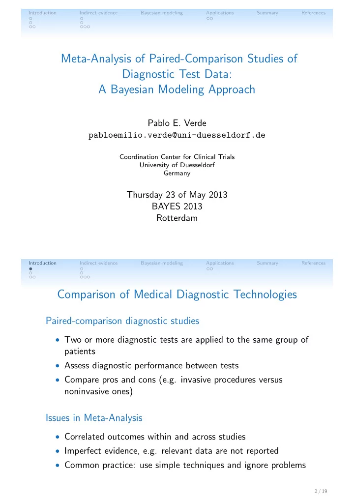 meta analysis of paired comparison studies of diagnostic