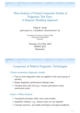 Meta-Analysis of Paired-Comparison Studies of  Diagnostic Test Data:  A Bayesian Modeling Approach