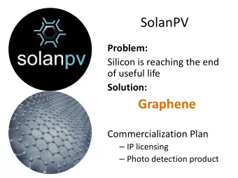 SolanPV  Problem:  Silicon is reaching the end  of useful life  Solution:  Graphene