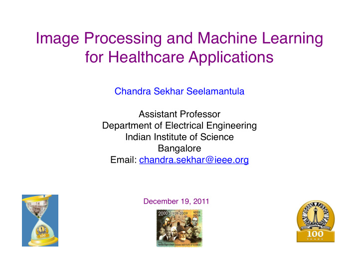 image processing and machine learning for healthcare