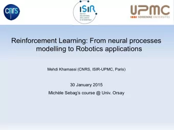 Reinforcement Learning: From neural processes  modelling to Robotics applications  Mehdi Khamassi