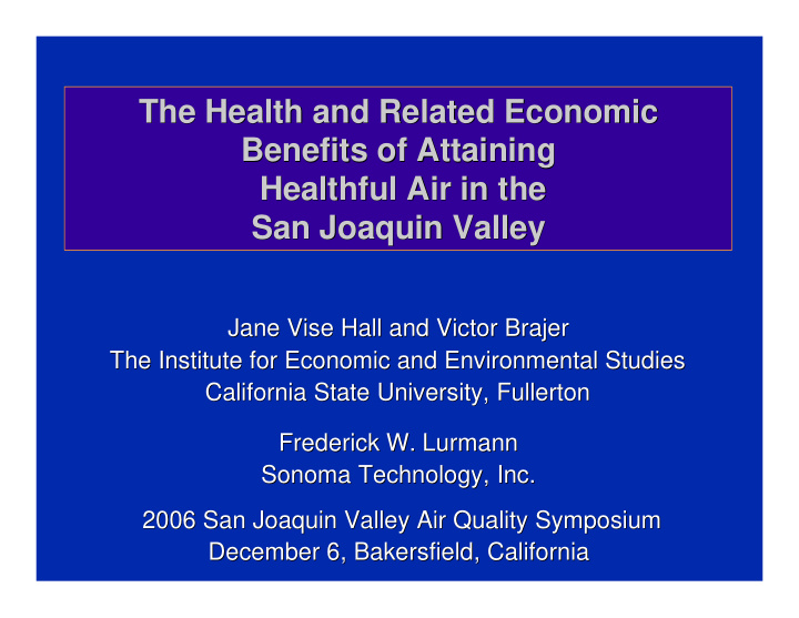 the health and related economic the health and related