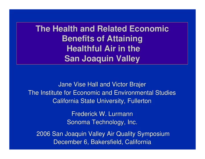 the health and related economic the health and related