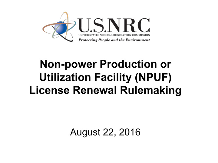 non power production or utilization facility npuf license