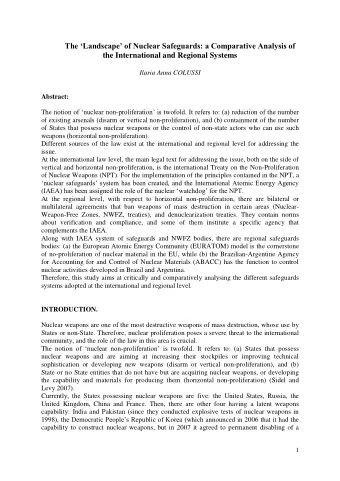 The Landscape of Nuclear Safeguards: a Comparative Analysis of  the International and