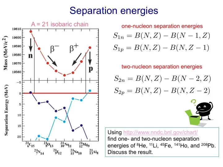 separation energies