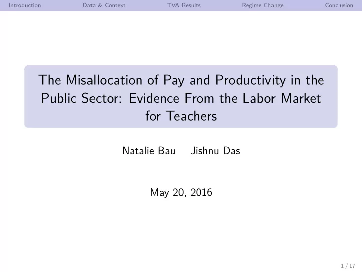 the misallocation of pay and productivity in the public