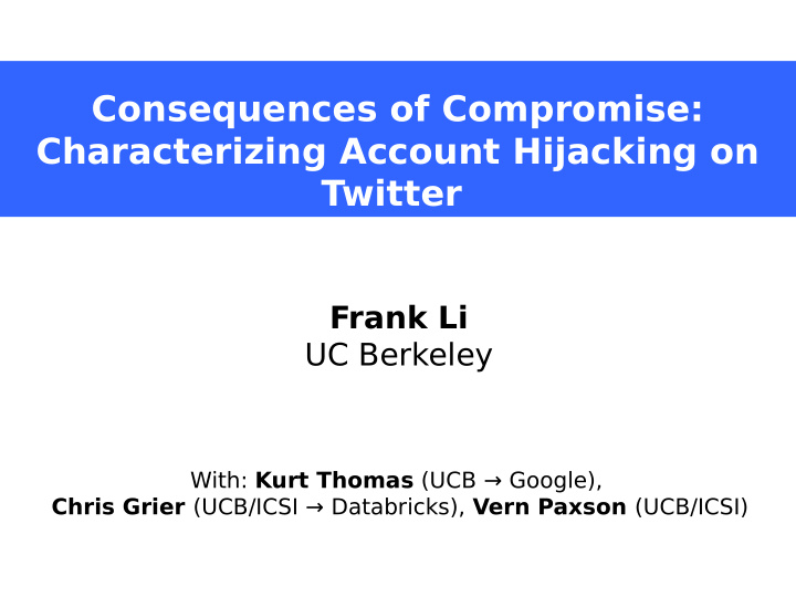 consequences of compromise characterizing account