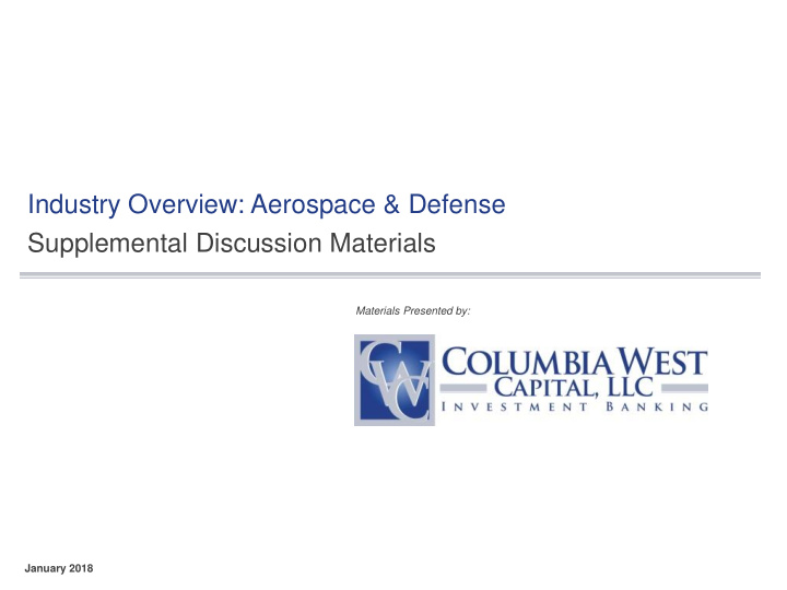 industry overview aerospace defense supplemental