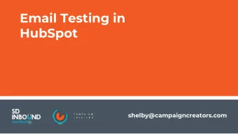 Email Testing in  HubSpot  shelby@campaigncreators.com  SD INBOUND  ANNOUNCEMENTS    2.27.18 SD