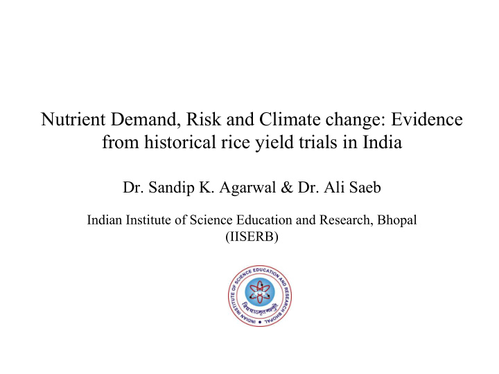 nutrient demand risk and climate change evidence from