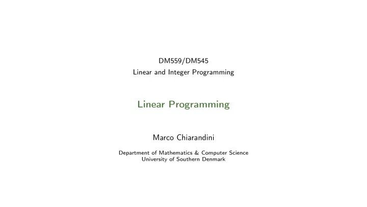 linear programming
