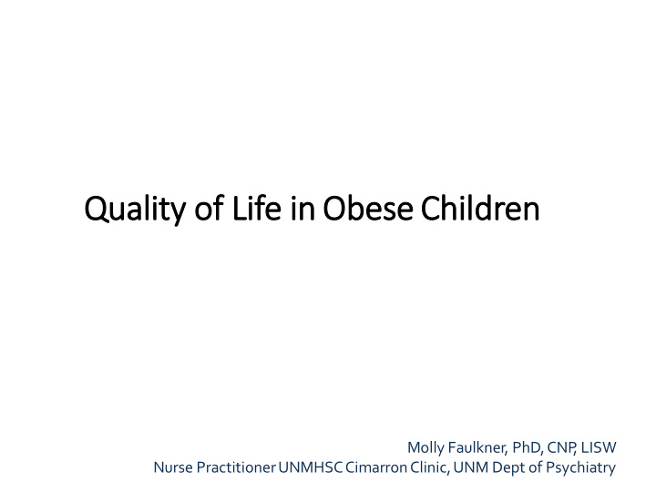 quality of l life in obese ch children en