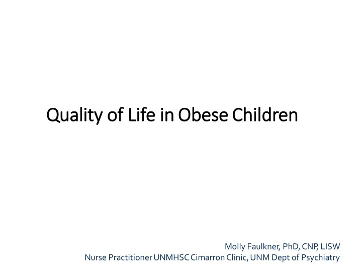 quality of l life in obese ch children en