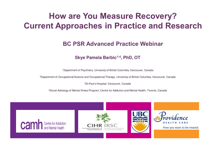 how are you measure recovery