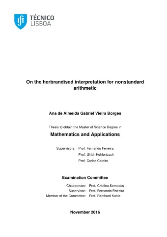 On the herbrandised interpretation for nonstandard  arithmetic  Ana de Almeida Gabriel Vieira