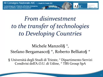 Michele Manzoli ,  Stefano Bergamasco *, Roberto Belliato *   Universit degli Studi di