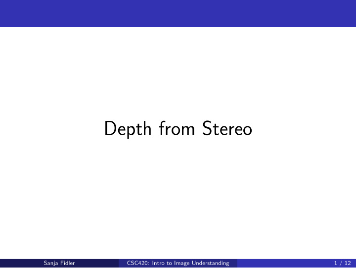 depth from stereo
