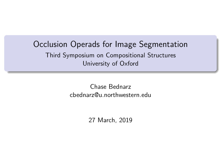 occlusion operads for image segmentation