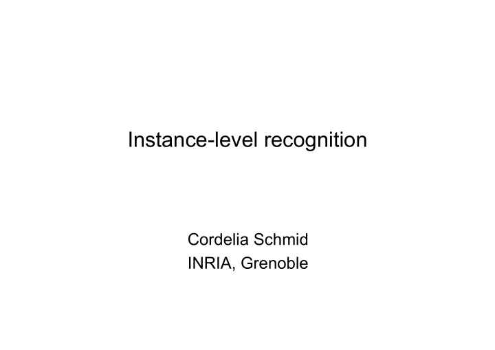 instance level recognition