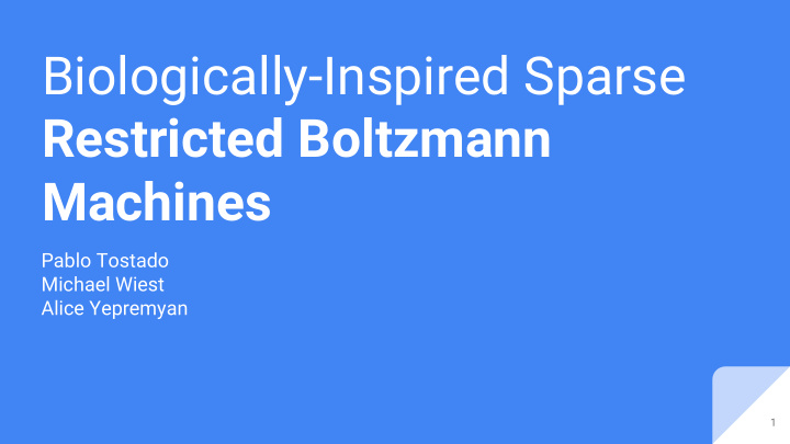 biologically inspired sparse restricted boltzmann machines