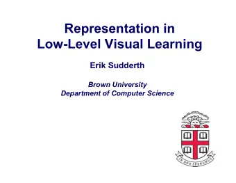 Representation in Low-Level Visual Learning  Erik Sudderth  Brown University  Department of