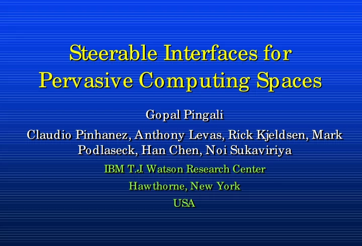 steerable interfaces for steerable interfaces for