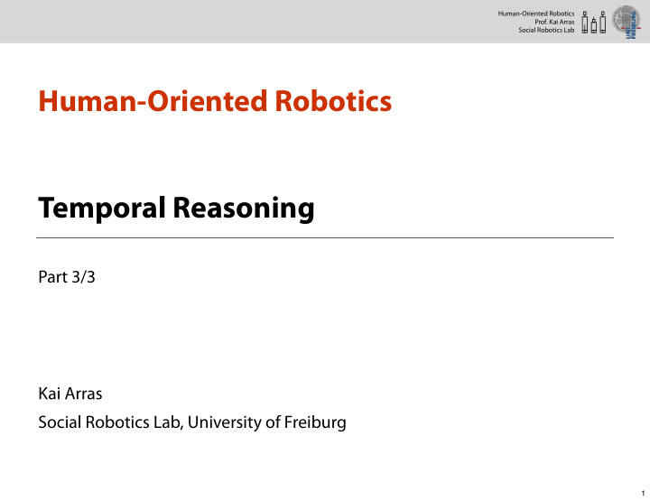 human oriented robotics temporal reasoning