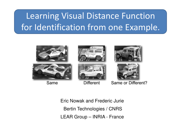 learning visual distance function l i vi l di t f ti for