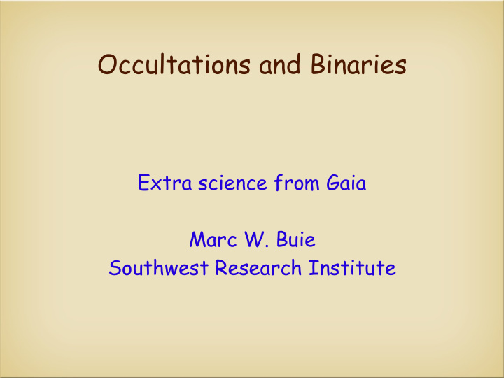 occultations and binaries