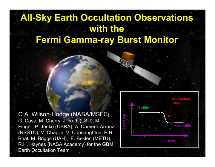 all sky earth occultation observations with the fermi