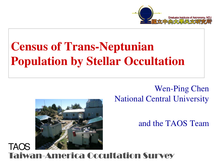 census of trans neptunian population by stellar