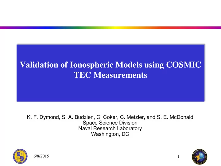 validation of ionospheric models using cosmic tec