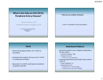 What is the Data on Fish Oil for  There are no conflicts of interest  Peripheral Artery Disease?