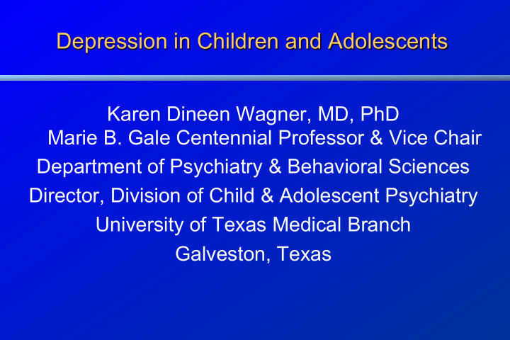 depression in children and adolescents
