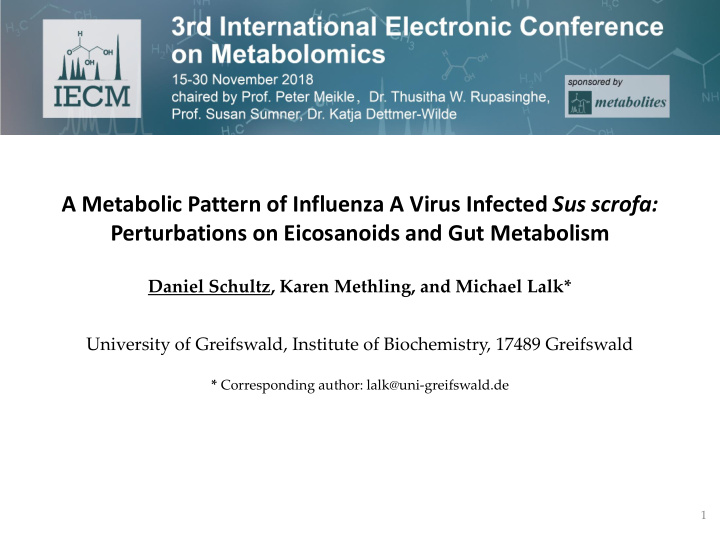 a metabolic pattern of influenza a virus infected sus