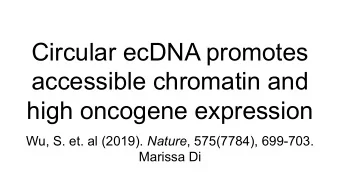Circular ecDNA promotes  accessible chromatin and  high oncogene expression Wu, S. et. al (2019).