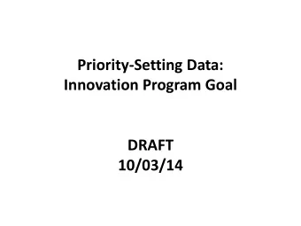 Priority-Setting Data:  Innovation Program Goal  DRAFT  10/03/14  Overview of 2015 Priority-Setting