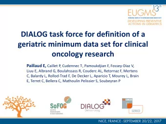 geriatric minimum data set for clinical oncology research Paillaud E, Caillet P, Cudennec T , ,